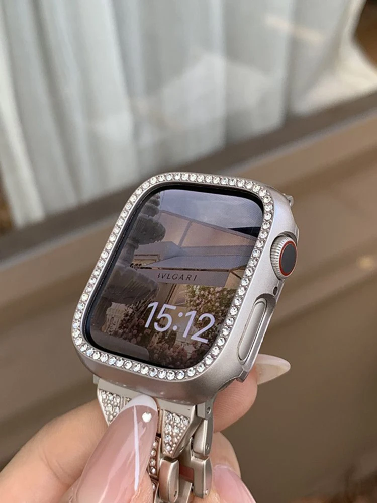 Electroplated Single Drill Protective Shell For Apple Watch protective case 38/40/41/42/44/45/49MM IwatchS9Ultra8765431SE2 case