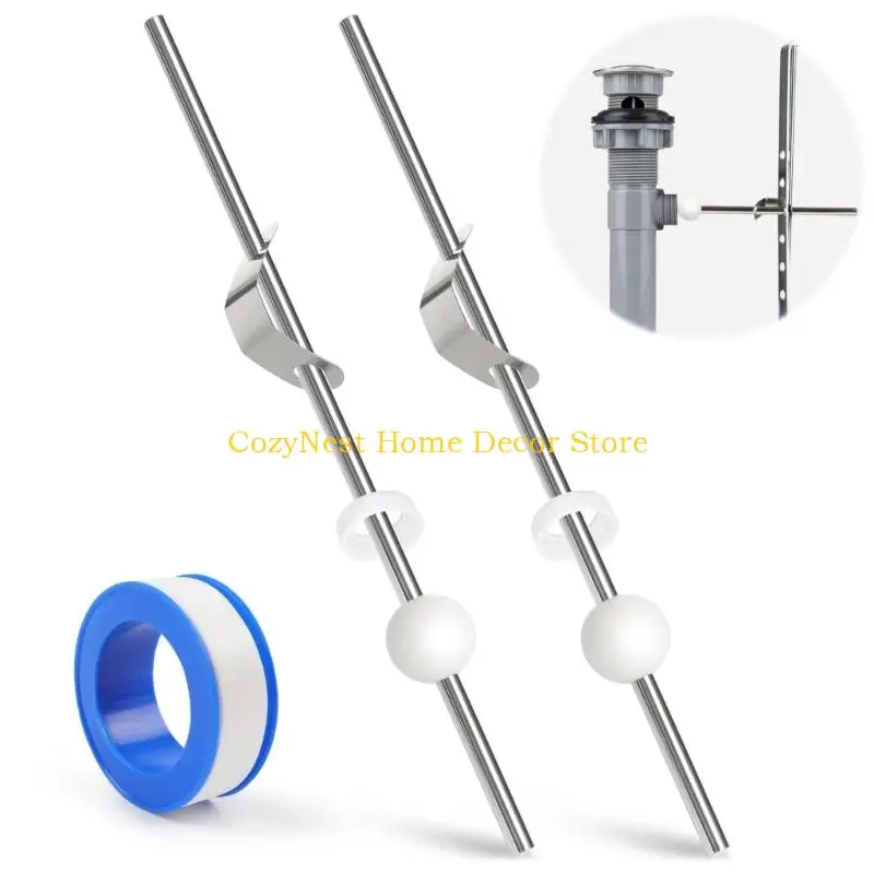 92MF Bathroom Sink Hardware Repair with 2 Linkage Bar, Metal Service Parts, Washers, Spring Fasteners and Thread Seal Tape