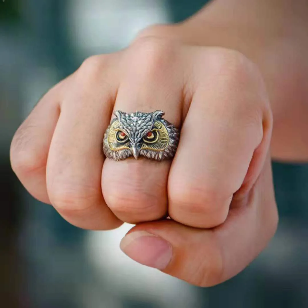 XIYANIKE Hip Hop Charm Vintage Cute Animal Owl Rings For Men Women Fashion New Year Jewelry Gift Party Rock anillos mujer