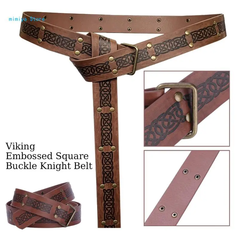 pipi Vintage Medieval Belt Wide PU Leather Belt Renaissances Knight Belt