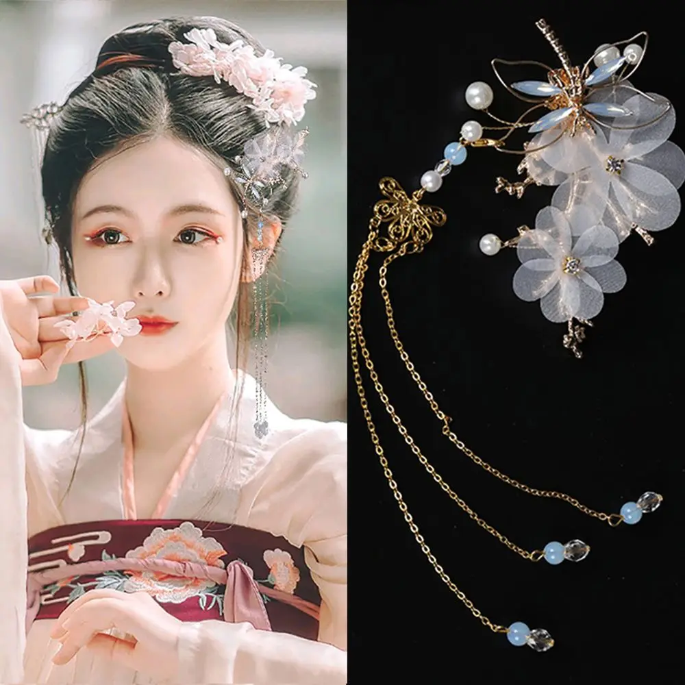 Haarschmuck im klassischen Stil Schmetterling HANFU Traditionelle Libelle Quaste Haarnadel Kopfbedeckung Haarspangen