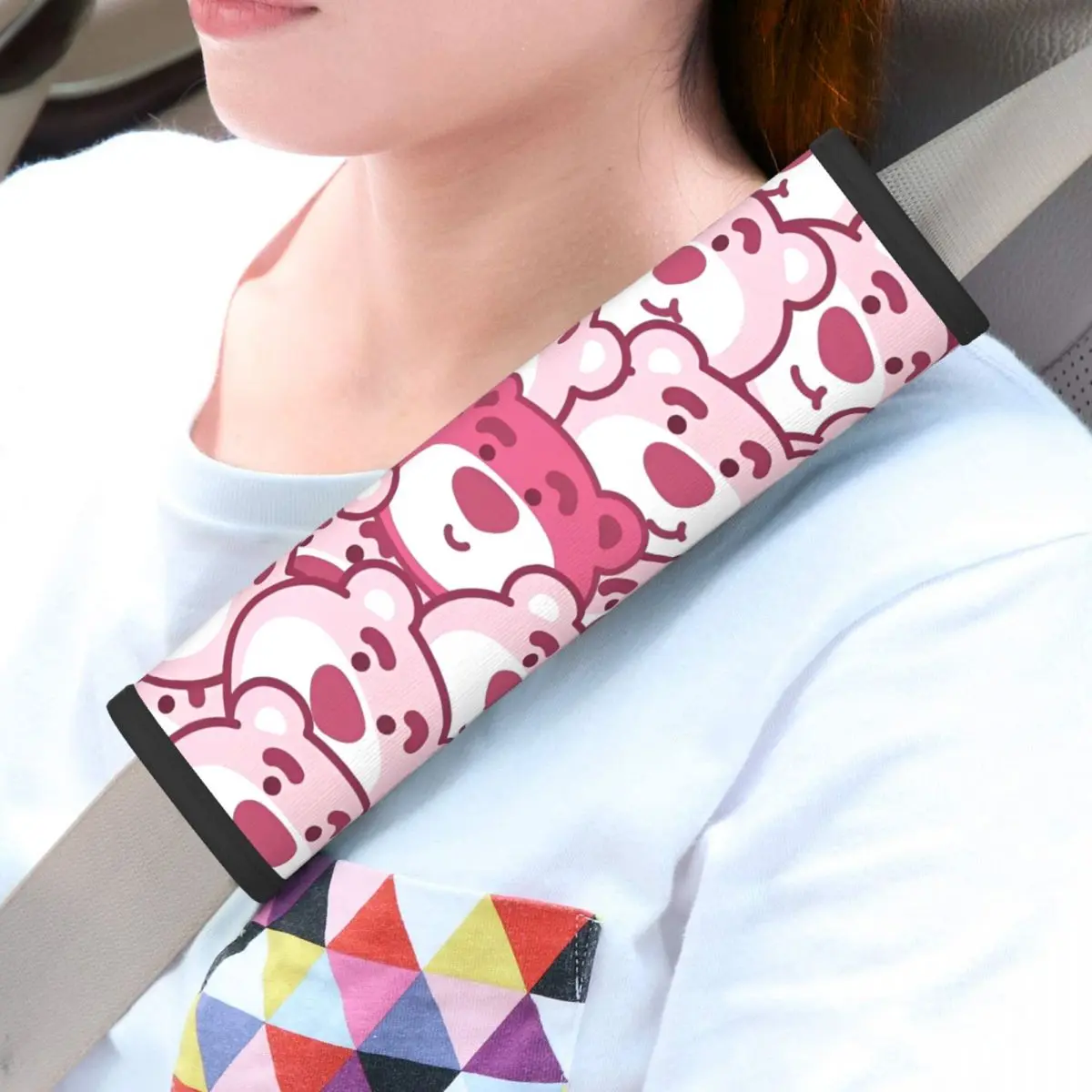 

2 Pack Lotso Pink Bear Car Seat Belt Pads Cozy Strap Covers Automotive SeatBelt Cover