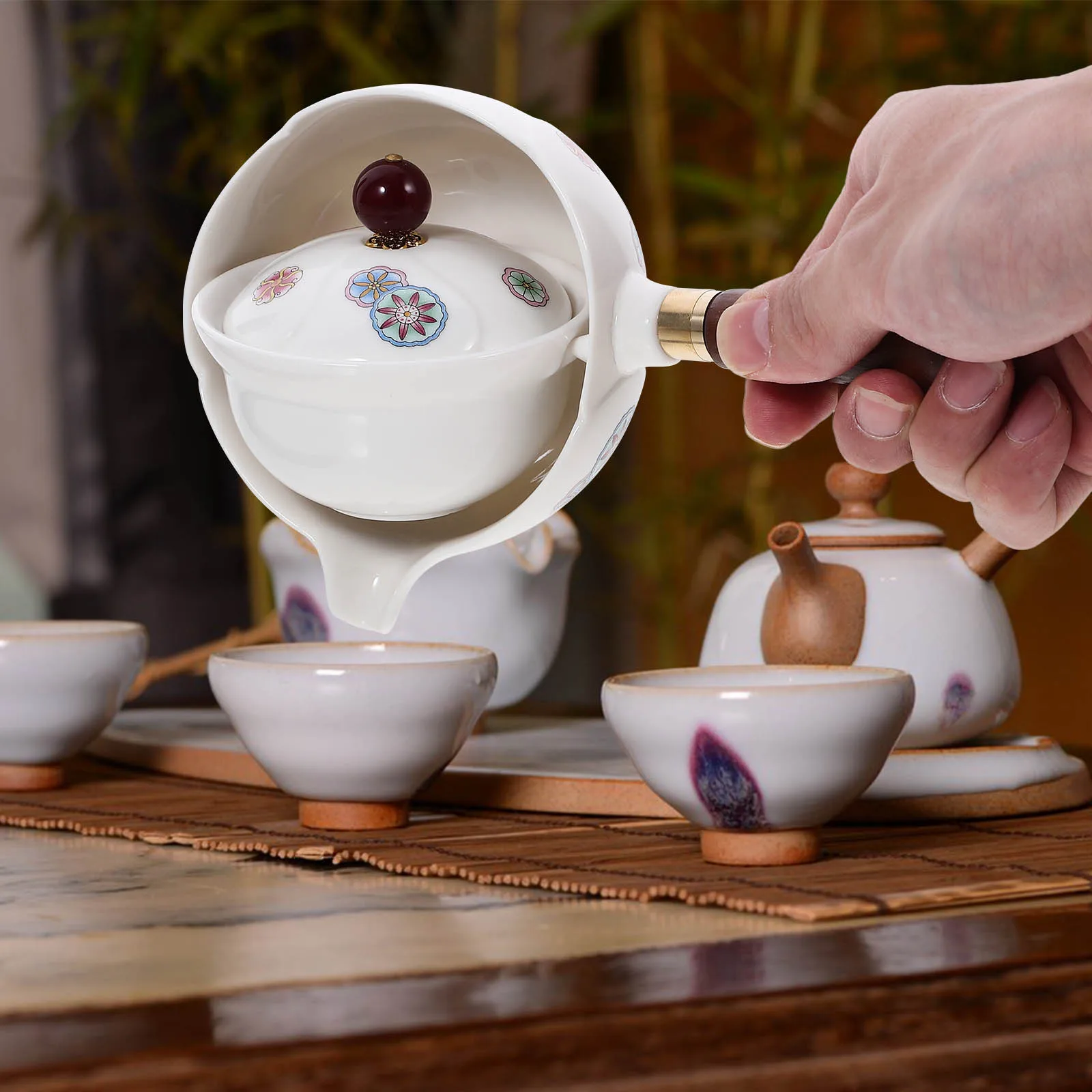 

Ceramic Teapot 360 Rotation Side H Tea Filter Kettle Beautiful Practical Healthy Material Longtime Use Anti Scald Heating