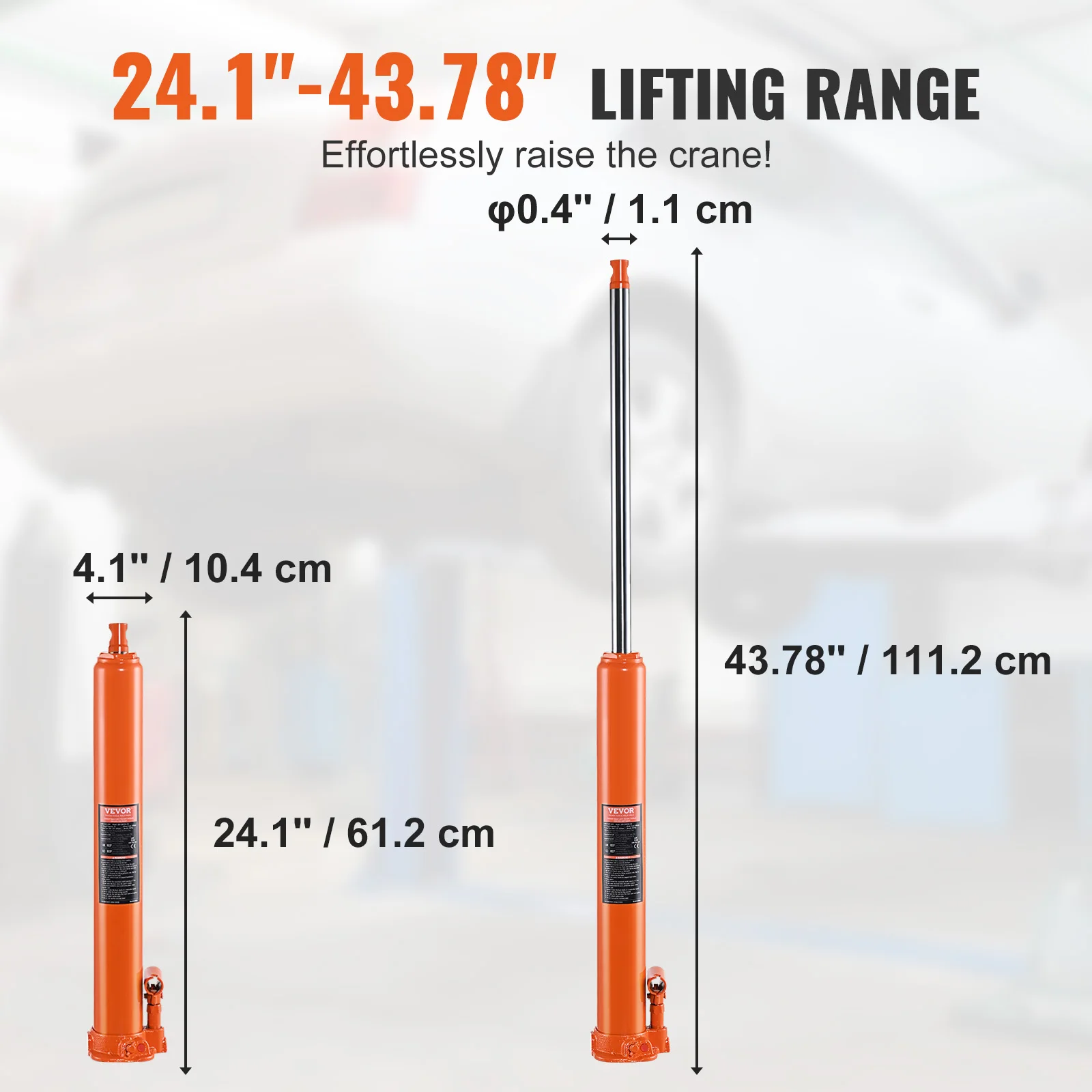 Hydrauliczny podnośnik długi VEVOR 4-tonowy siłownik podnośnika silnika z pompą jednopłokową Hydrauliczny siłownik pompy podnośnika silnika