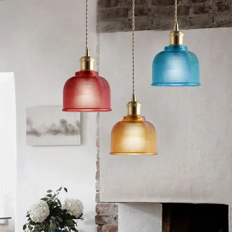 

DORIAN Nordic Brass Pendent lamp Modern Bedroom Bedside lamp Color Glass LED Restaurant Bar Aisle Chandelier