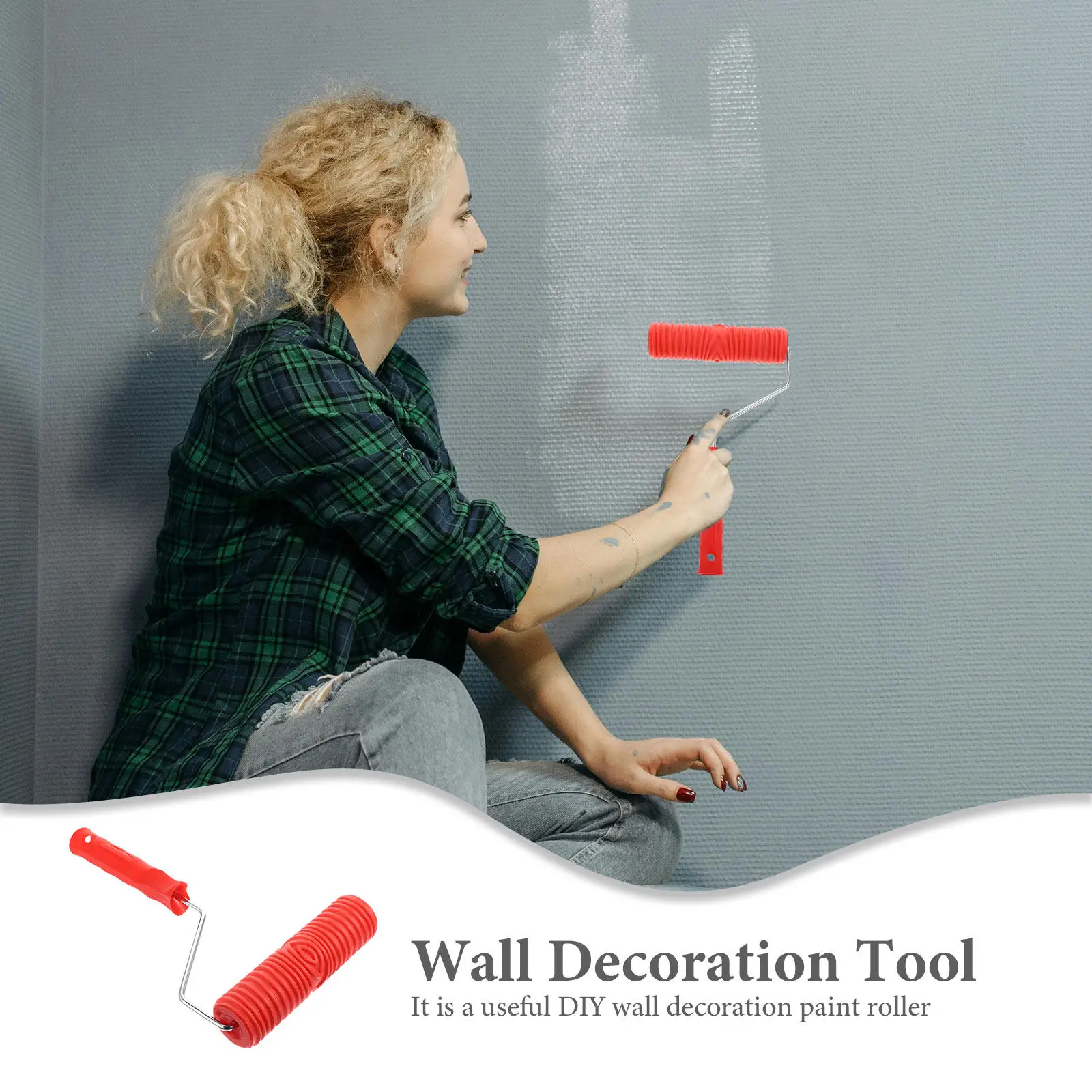 7 Inch Wall Painting Roller with Vivid Grain Pattern for Diatomaceous Earth Multi Layer Coating DIY Decoration Tool