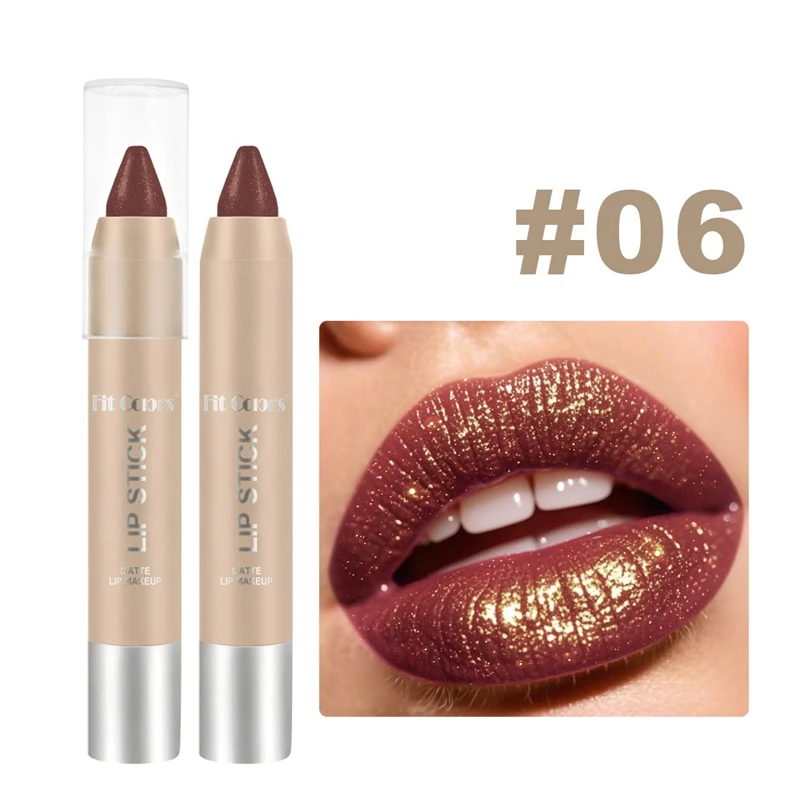 6 kleuren Glitter Parelmoer Lip Liner Pen Krijt Lippenstift Heldere & Glanzende Shimmer Lip Liner Sexy Bruin Rode Lippenstift Dropshipping