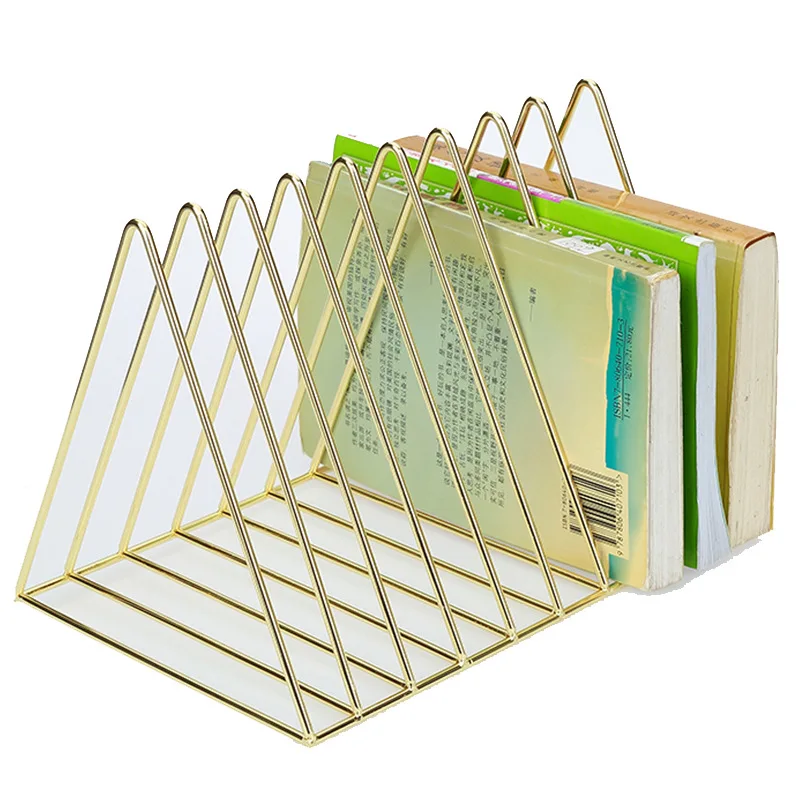 

Кованая треугольная книжная полка из нержавеющей стали, настольная маленькая книжная полка, треугольная подставка для документов на стол