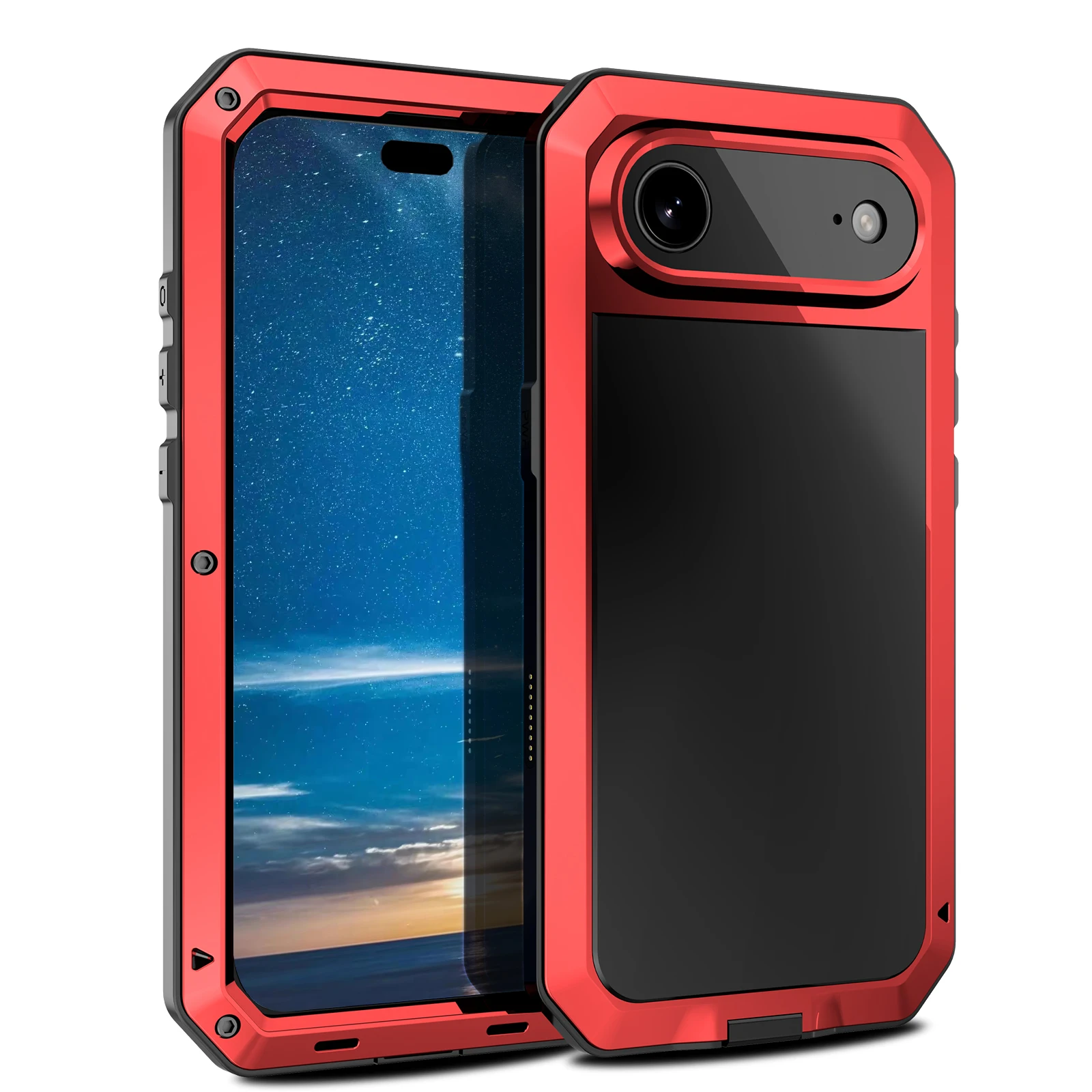 

Для iPhone 17 Air 16e 15 14 13 12 11 Pro Max XS XR 8 7 Plus SE2 Металлический сверхмощный 360 противоударный защитный чехол для всего тела
