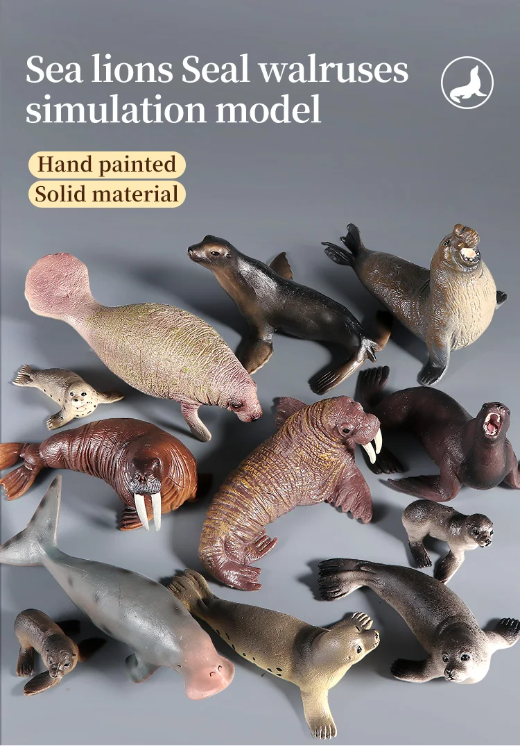 Simulations-Actionfiguren „Ozean, Meer, Leben, Tiere – Walross, Seekuh, Seelöwe, Lernspielzeug für Kinder, Marine-Modell-Kollektion – Detail 1