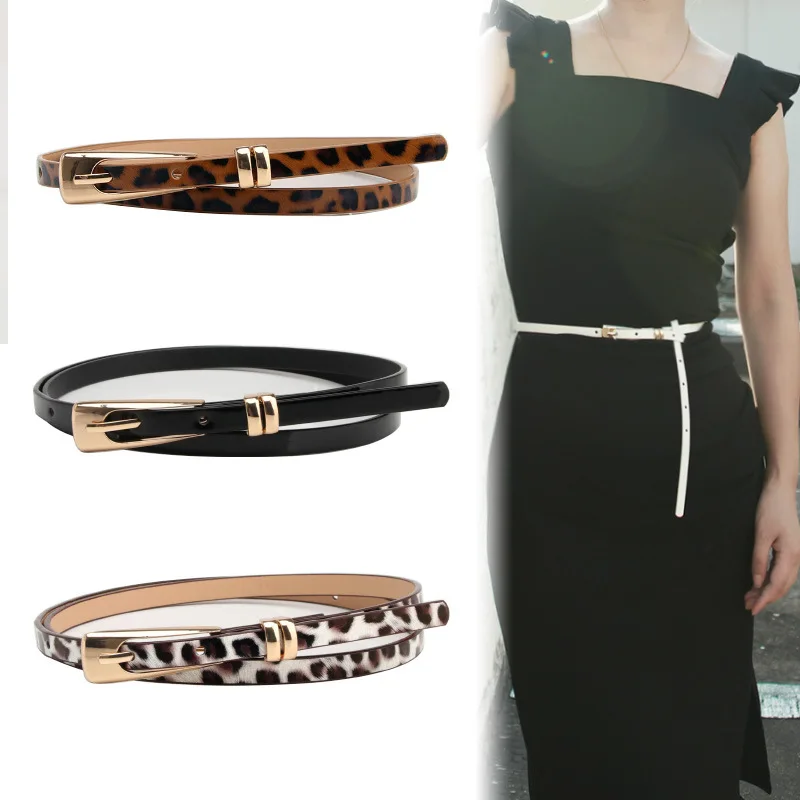 New Fashion Ladies Fine Leopard Belt High-Quality Pu Patent Leather Accessories Belt With Dress Coat Down Women Waistband