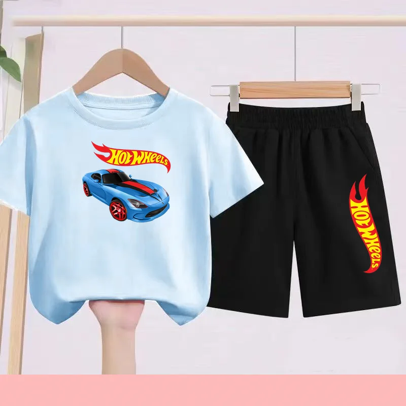 

Summer Children's Sports Sets, Cartoon Car Pattern Running Shirts, Popular Summer Children's Short T-shirts and Shorts as Gifts