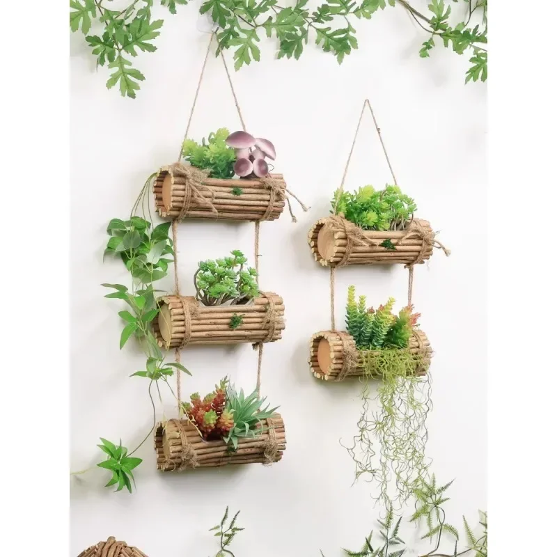 Solid wood flower basket decoration wall decoration kindergarten landscape ring arrangement pendant