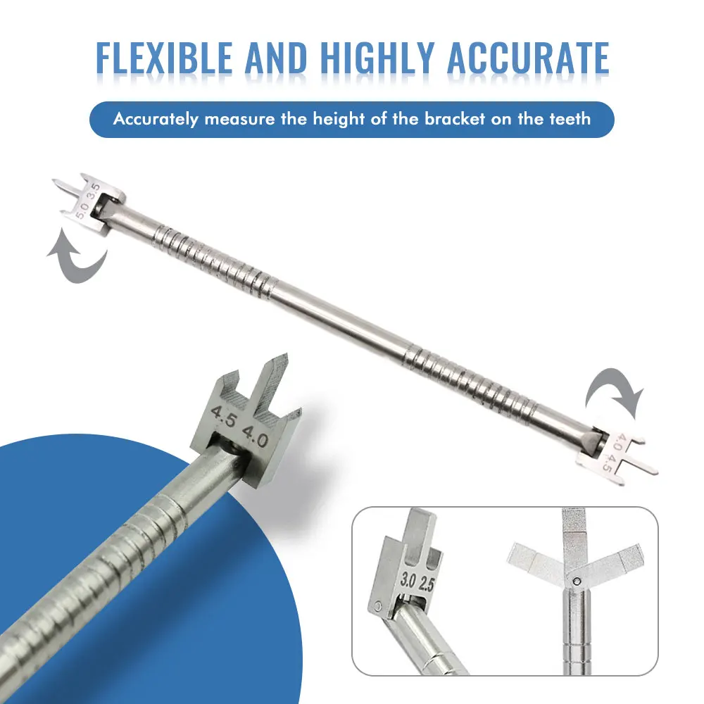 Dental Orthodontic Brackets Position Gauge Stainless Steel Adjustable Bracket Positioner Orthodontic Tools Dental Materials