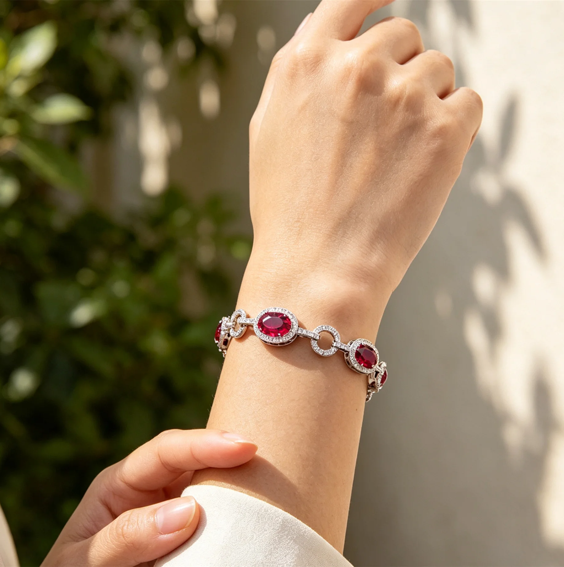 Charm Women Oval Colorful Zircon Stitched Bracelet Chain Retro Luxury Bangle Multi Color Stone Hand Jewelry Accessory