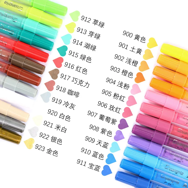 GUANGNA 48 Colors Acrylic Paint Pens Markers Brush Tip Paint Markers For Rock Painting Wood Stone Glass Gift DIY Crafts