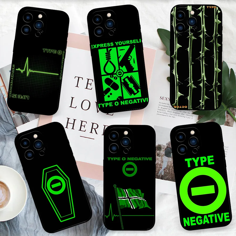 Rock Band T-Type O Negative For iPhone 11 12 13 14 15 16 Pro Max Plus Black Soft Case Shell