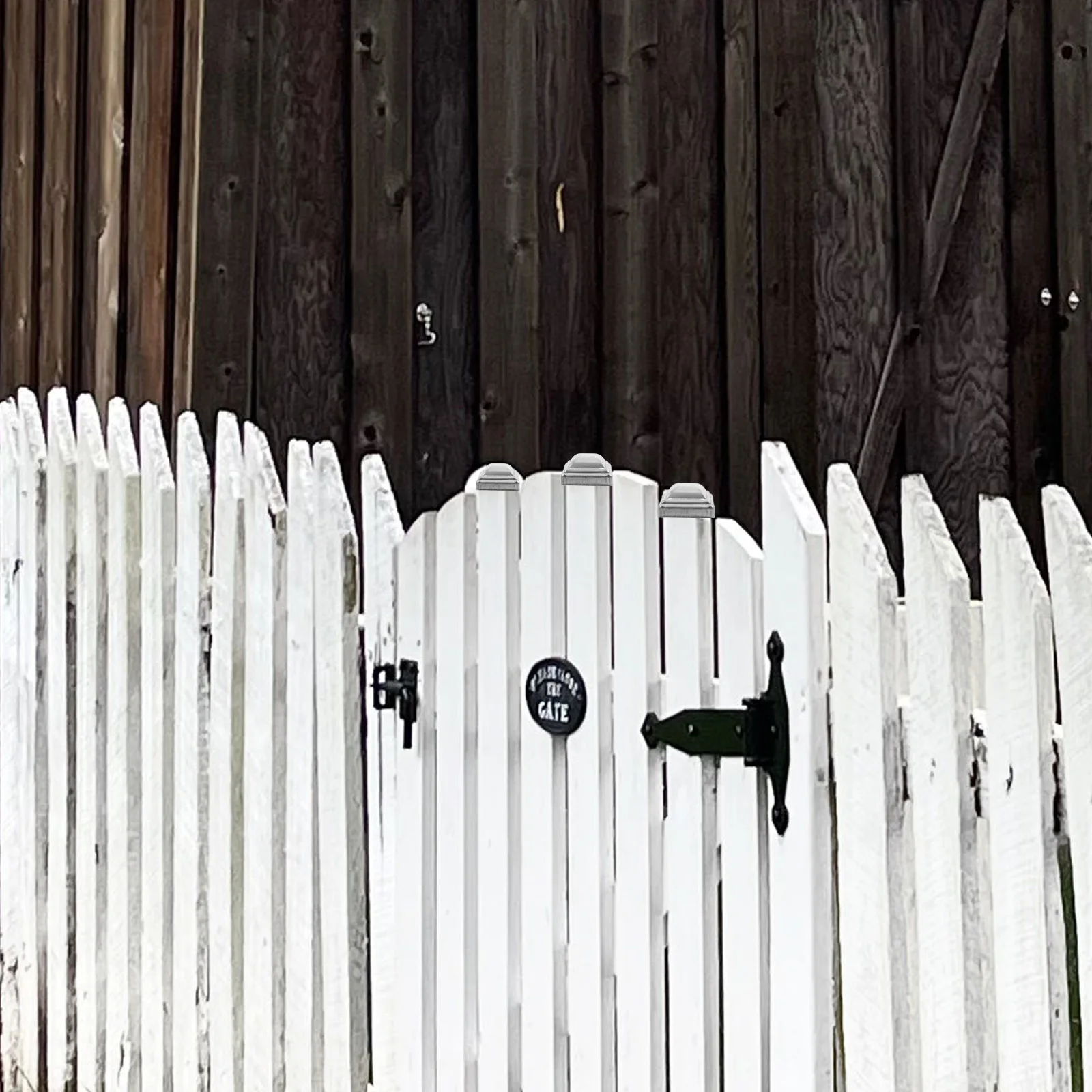 

20pcs Fence Post Caps Decorative Iron Sheet Railing Covers Square Porch Wraps Metal Post Tops Protect Dust Stain Easy Install