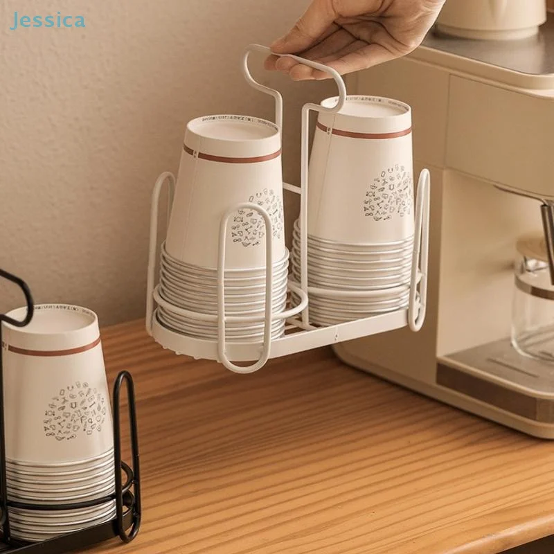 

♥Paper Cup Holder,Disposable Cup Rack Iron Art Cup Holder Dispenser,Multifunctional Coffee And Milk Tea Cup Storage Rack