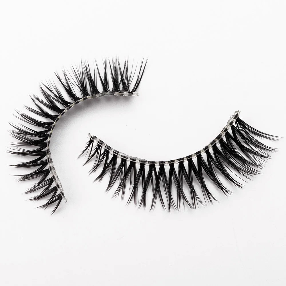 Yiernuo Natural invisible band Faux Mink Lashes Transparent Band Light Volume Makeup 3D Fake Eyelashes Short Eyelash