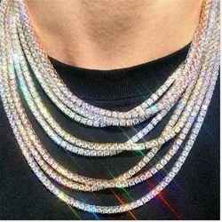 New Iced Out tennis Bracelet Necklace Men Tennis Chain Fashion Hip-Hop Jewelry Women 16/18/20/24/30inch Choker Chain Gift dz907