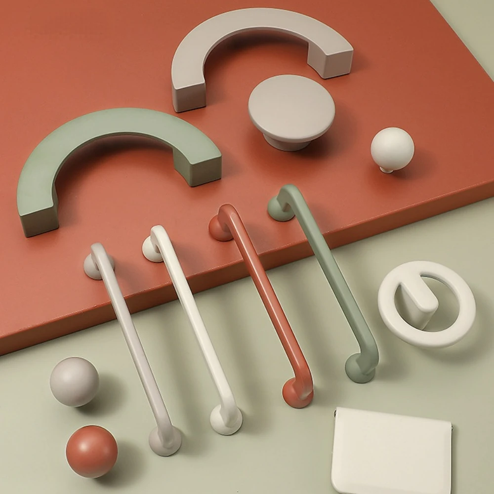 Modern Morandi Cream Cabinet Handles Drawer Pulls Furniture Knobs Wardrobe Door Hardware Kitchen Cupboard Pulls