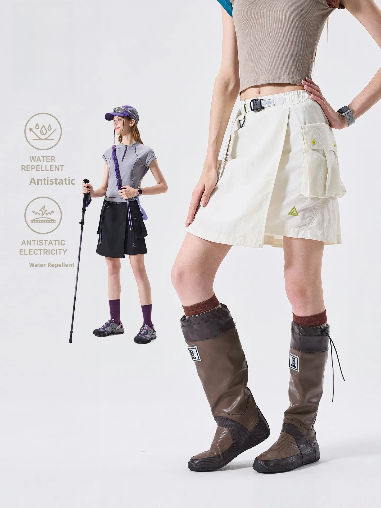 LAZY DAY Outdoor Waterproof Quick Dry Lightweight Breathable Sports  Skirt for Women Hiking Utility Skirt Loose Fit Nylon