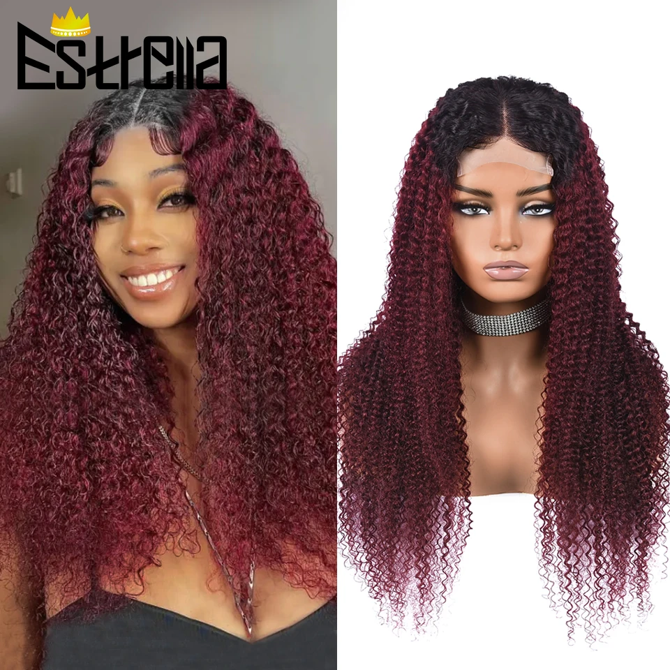 

Ombre Red Kinky Curly Human Hair Wigs For Women 13x4 Lace Front Human Hair Wigs Pre Plucked Brazilian Long Curly Baby Hair Wig