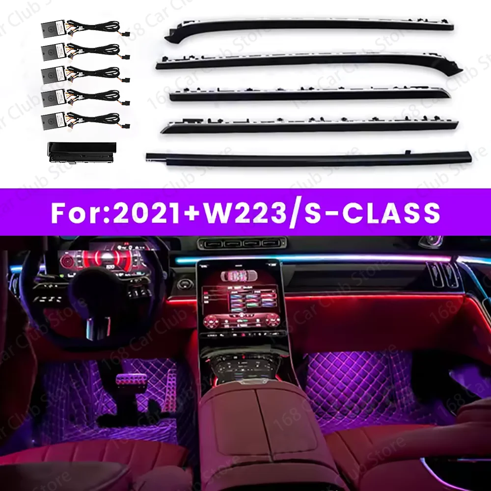 

For Mercedes Benz 2021+ W223 S450L S480 S500L S-Class 64 Color New LED Active Ambient Light Speaker Cover Decorative Lamp Part