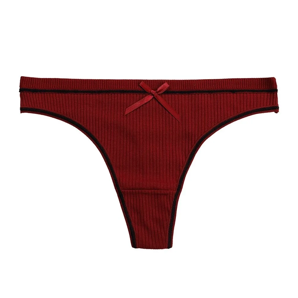 

Comfortable Soft Cotton Thongs Traceless Solid Color Low Waist Briefs Underpants Lingerie T-back Panties Daily Wear