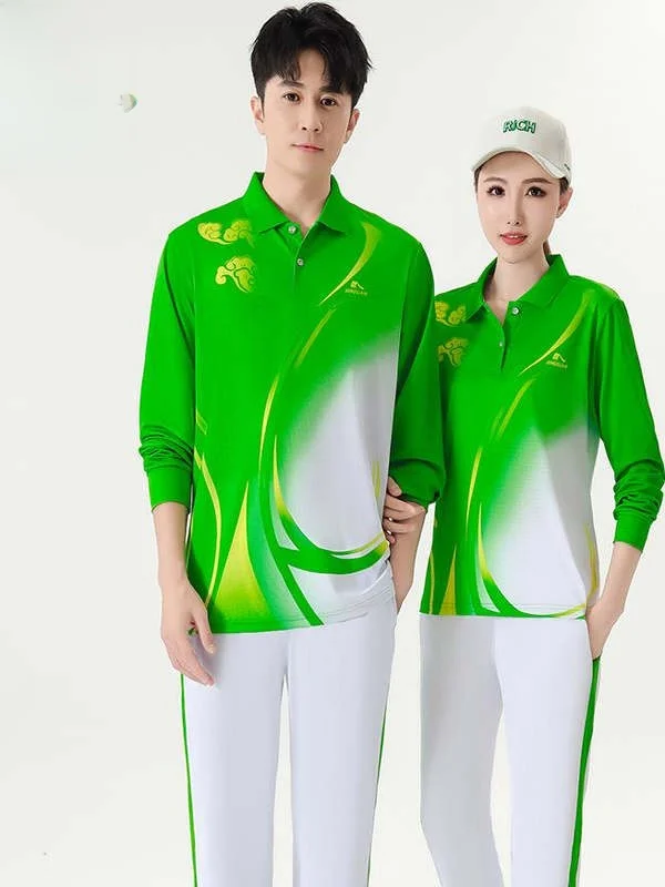 JinGuan 新型クラウド柄ロングスリーブTシャツ スポーツフィット ランニングアップ オペレーションスクエアダンスTシャツ