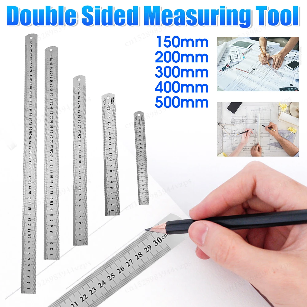Stainless Steel Ruler 15/20/30/40/50cm Metal Straight Ruler for Home School Precision Measuring Drawing Tool Supplies Engineer