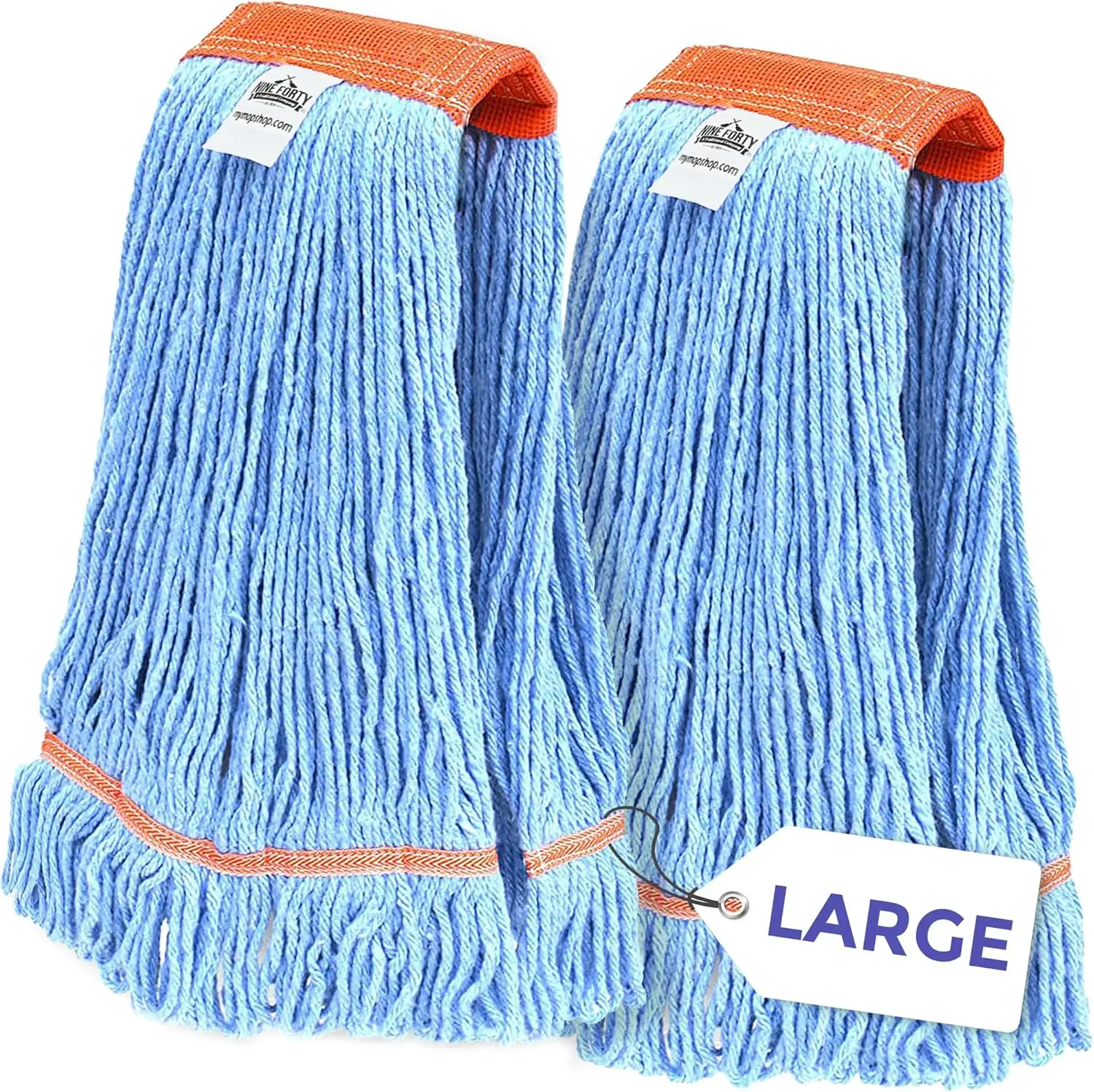 

2-Pack Heavy Duty Wet Mop Head Refill, 20 Inch 4-Ply Synthetic Yarn for Superior Absorption and Durability, Blue
