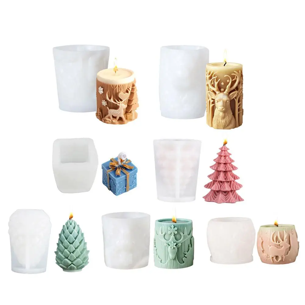 Weihnachten 3D Kerze Silikon Formen Hirsch, Baumstumpf Formen DIY Kerze, Der Formen Für Weihnachten Home Dekoration Handgemachtes Geschenk