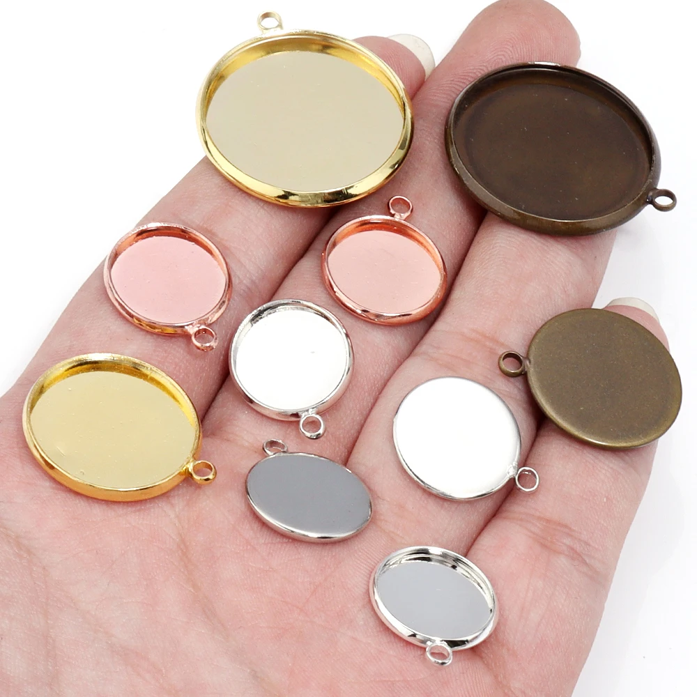 10pcs/bag Iron Cabochon Base Tray Bezels Blank For Jewelry Making Findings Bracelet Pendant Tray Bezels Blank Setting Supplies