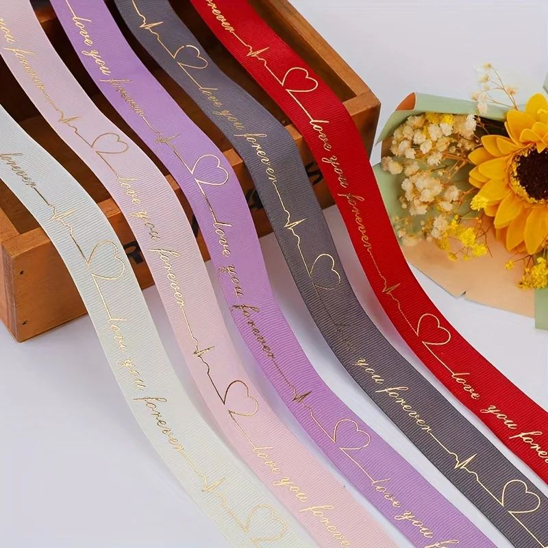 Cinta roscada MA de 2,5 cm en 5 tamaños, cinta impresa, cinta dorada con relieve que cautiva, cinta para embalaje de cajas de regalo con flores