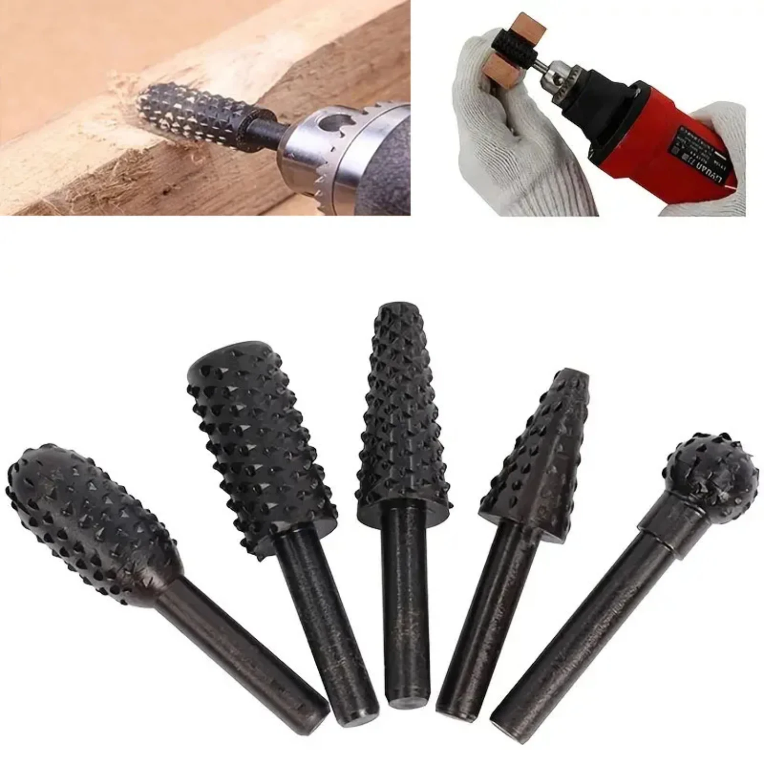 Wood Carving Tools Set for Precision Artwork - Round Shank for Skilled Artisans - Includes 5pcs Rotary Files