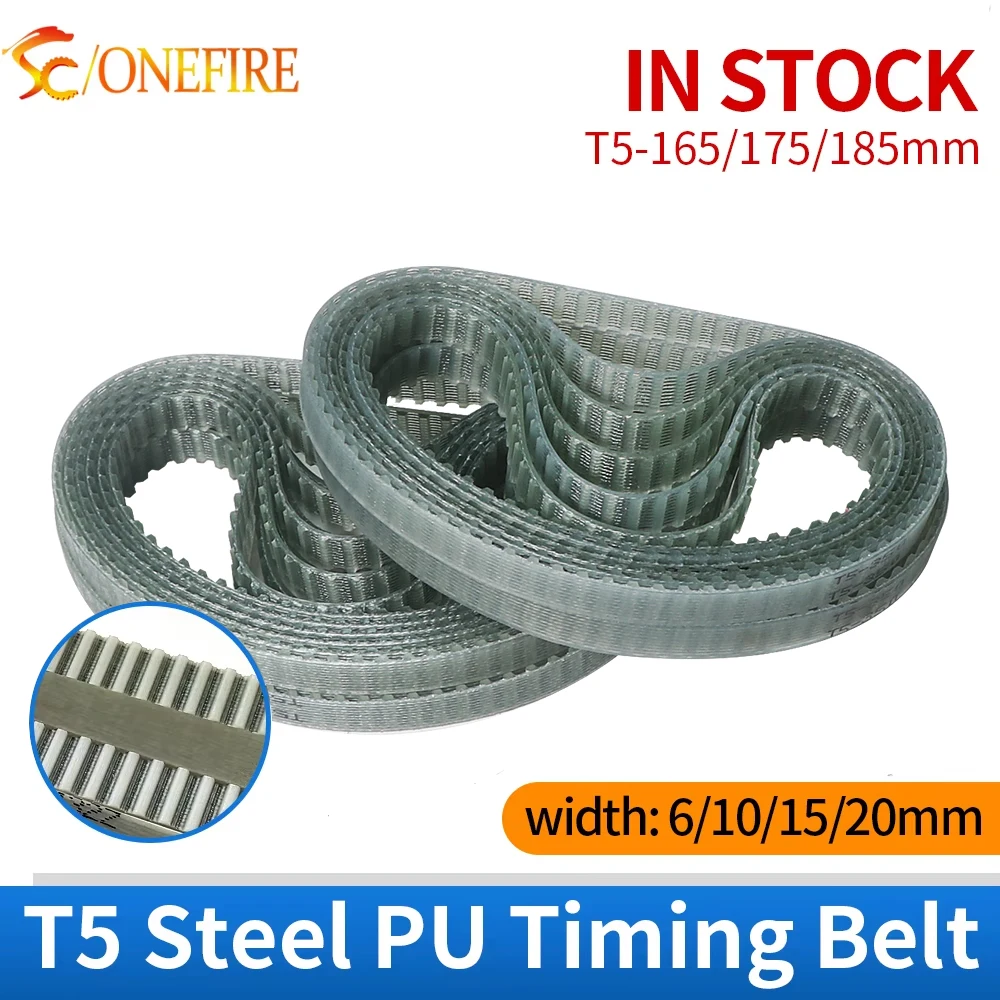 T5 Timing Belt Polyurethane Steel Wire Width 6/10/15/20mm T5-165/175/185mm Trapezoid Closed Synchronous belt