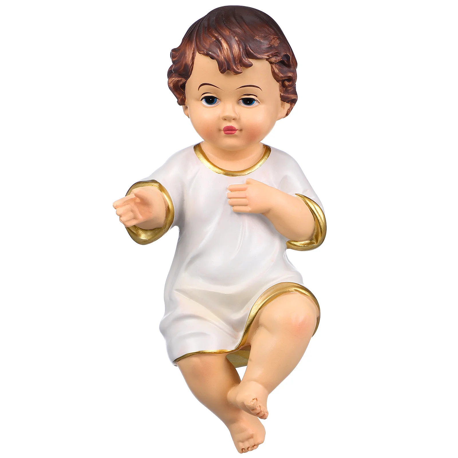 

Household Holy Infant Resin Crafts Baby Decoration Plush Pan Jesus Figurine for Nativity