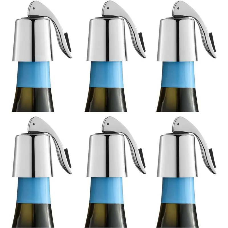 

ABZC-1Set/6Pcs Stainless Steel Wine Bottle Stopper Reusable Stainless Steel Wine Preservative To Keep Wine