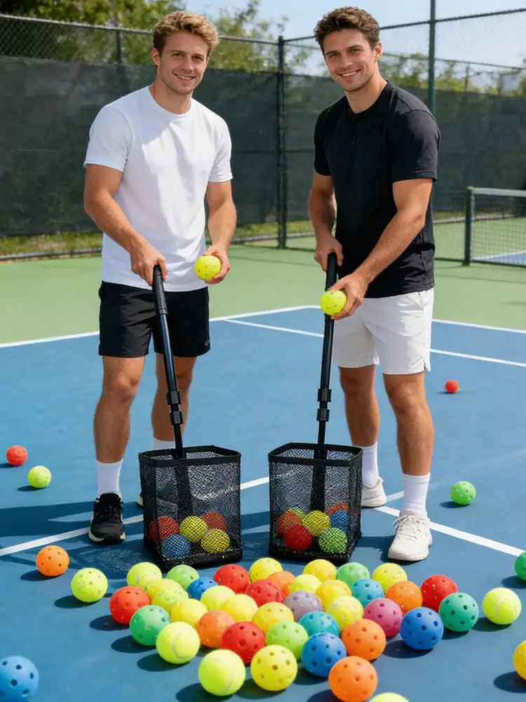 Pickle Ball Picker Upper Telescopic Handle Sport Gear Tennis Ball Retriever Basket for Men Women Boys Girls Youth Teens Athletes