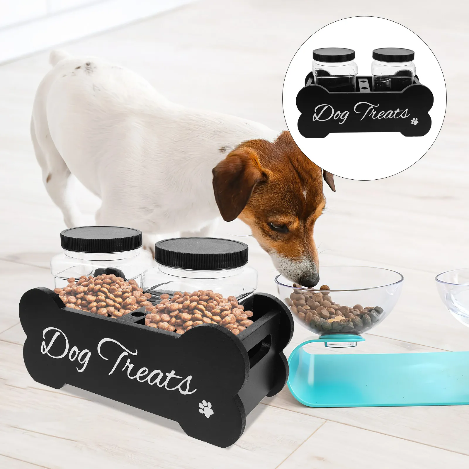 

Набор деревянных контейнеров для лакомств для собак с герметичной крышкой, многосекционный органайзер для хранения угощений на столешнице, в кладовой, для домашнего декора