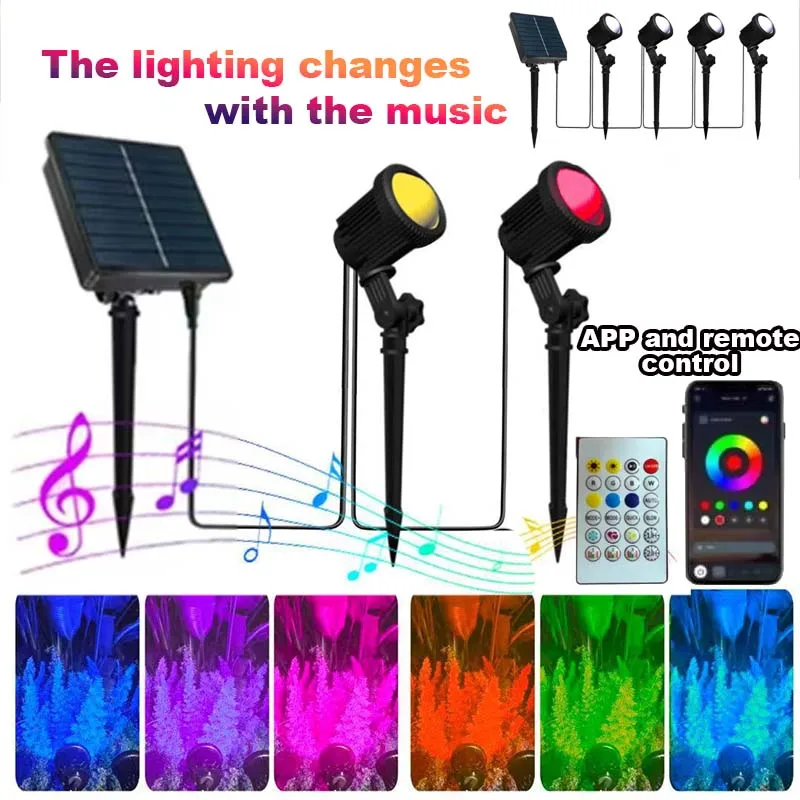 RGB Solar Spotlight Outdoor Solar Landscape Spot Powered Wall Lights Waterproof Color Change Garden Patio Walkway Decor