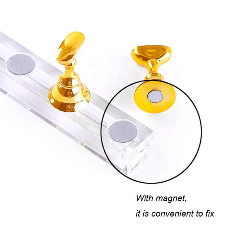5 piezas por paquete soporte magnético de uñas con forma de ajedrez para práctica y exhibición, en oro, plata y rosa dorado, estante para exhibir esmaltes en gel 4