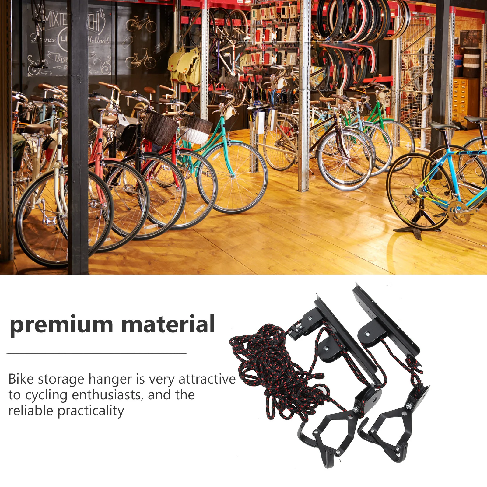1Set Ceiling Bike Rack Heavy Duty Bicycle Hook Reliable Material Garage Hoist System Stable Design Easy Install