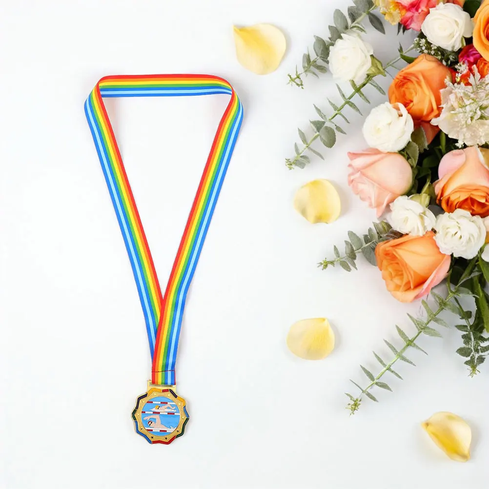 

2Pcs Swimming Medals Metal Honor Medal Award Trophy for Sports Day Event Champion Prize Competition Medal Hanging Design