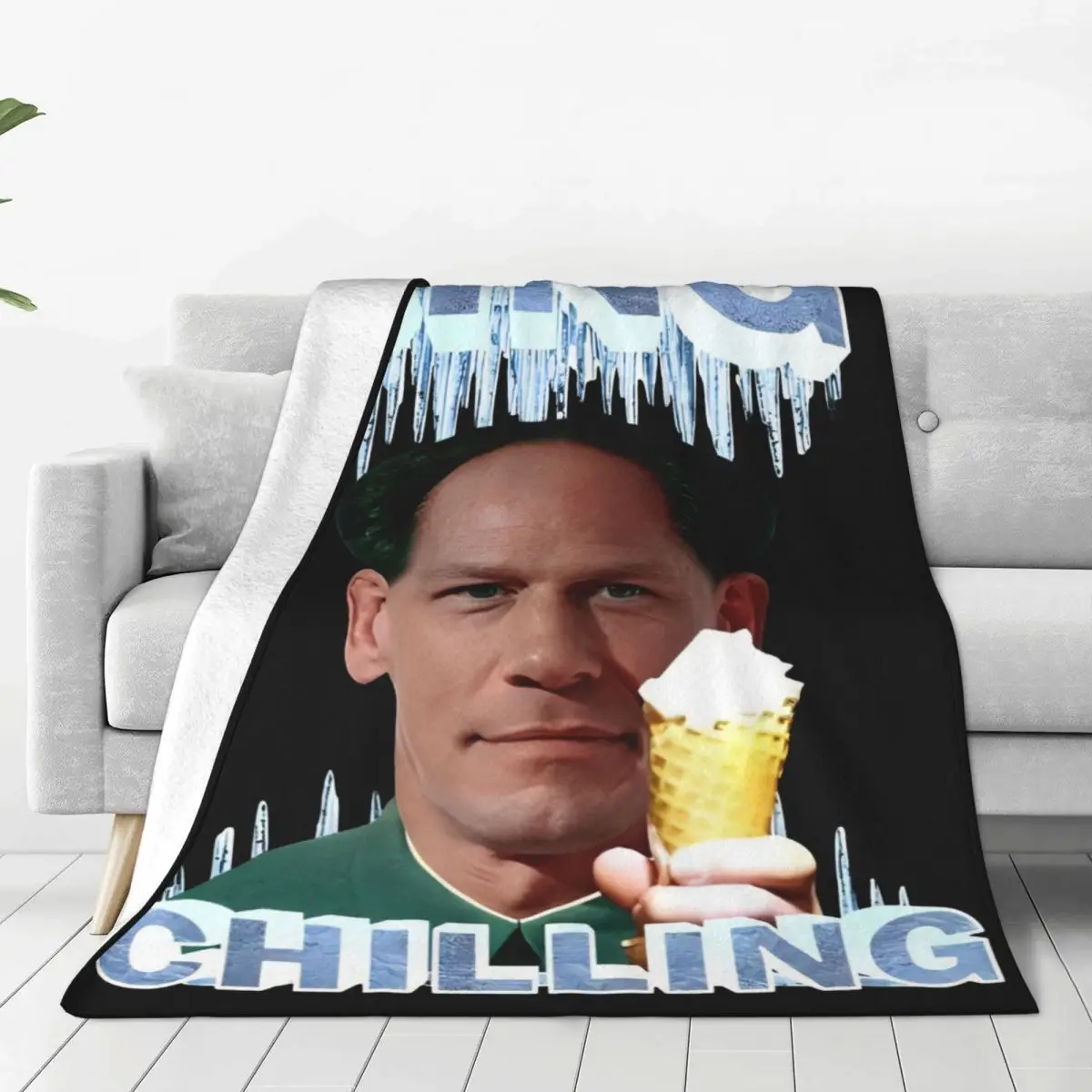 John Cena Bing Chilling Merch Blankets Velvet Bedding Ice Cream Wrestle Throw Blankets Relax Ultra-Soft for Bedroom Bedspread