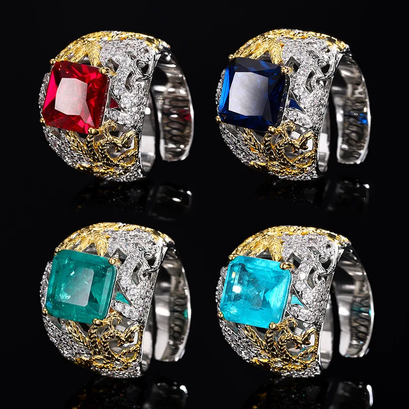 

Jewelry Gold Plated Vintage Fashion Gemstone Square Ring for Women 10*10