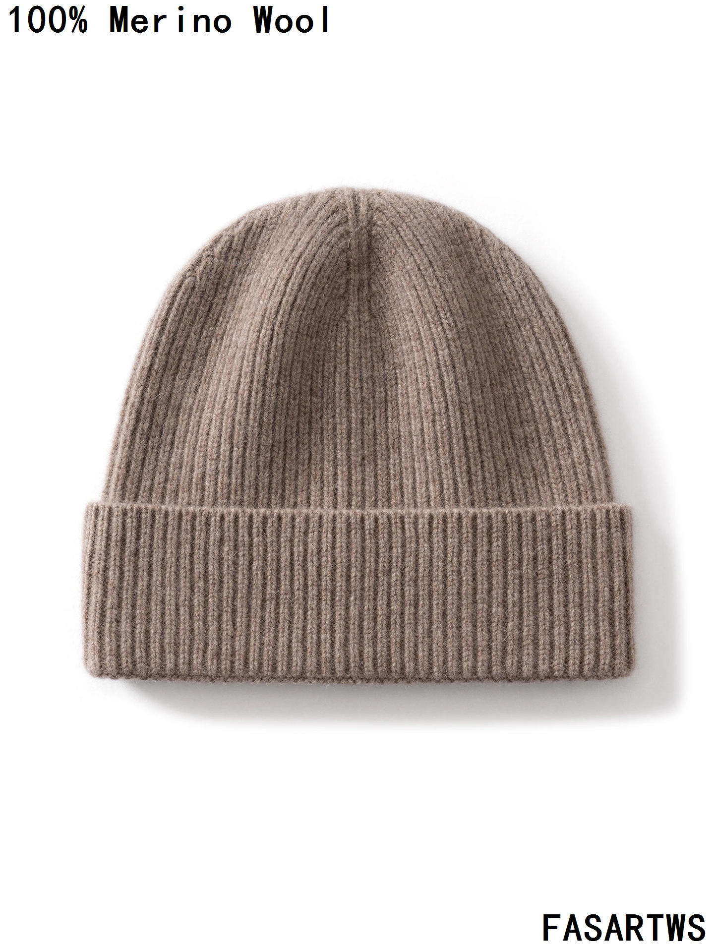 FASARTWS Topi Wol Merino 100% Berkualitas, Topi Musim Dingin Baru untuk Pria, Topi Tebal Hangat, Topi Rajut Tahan Angin untuk Luar Ruangan, Topi Beanie Fashion