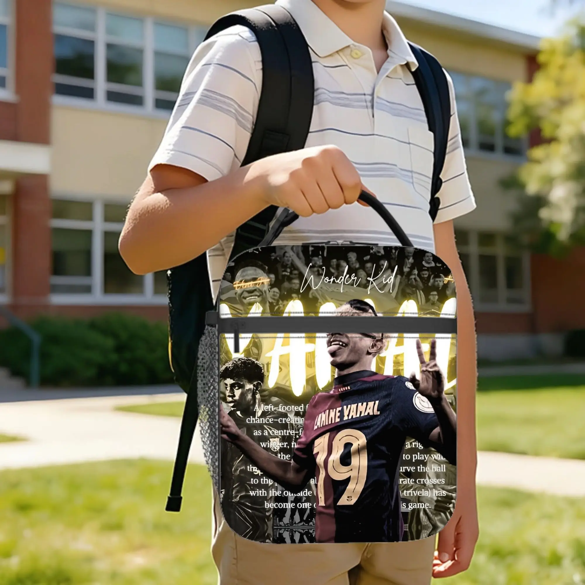 Lamine Y-Yamal Soccer Football Insulated Lunch Bag Large Meal Container Thermal Bag Lunch Box Tote Office  Outdoor Bento Pouch